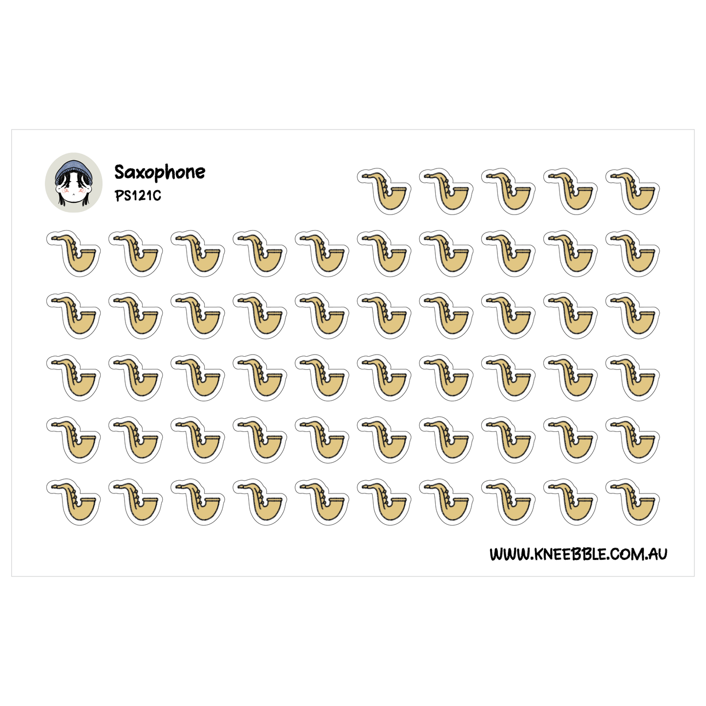 a grid of small, stylized illustrations of a saxophone, arranged in a repeating pattern.