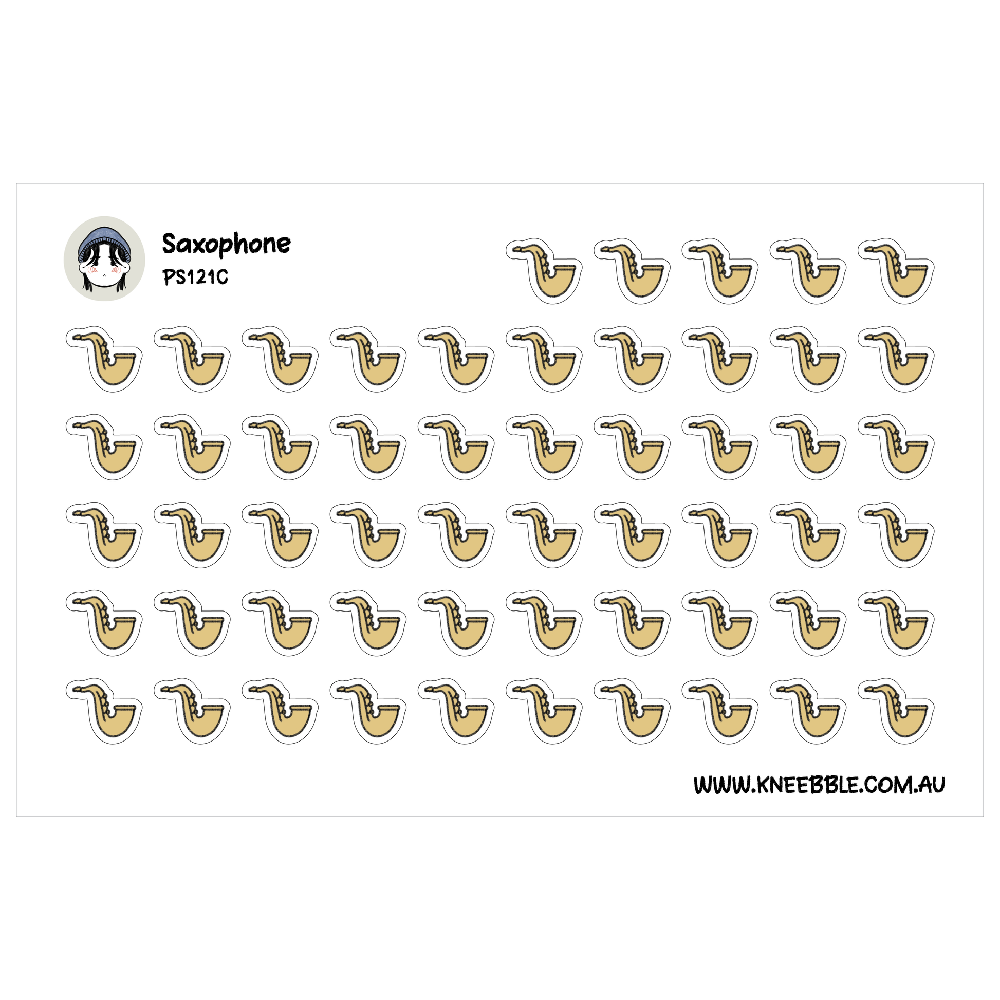 a grid of small, stylized illustrations of a saxophone, arranged in a repeating pattern.