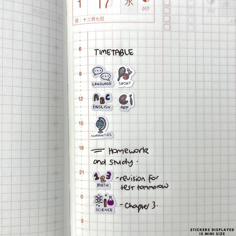 School Subjects Planner Stickers