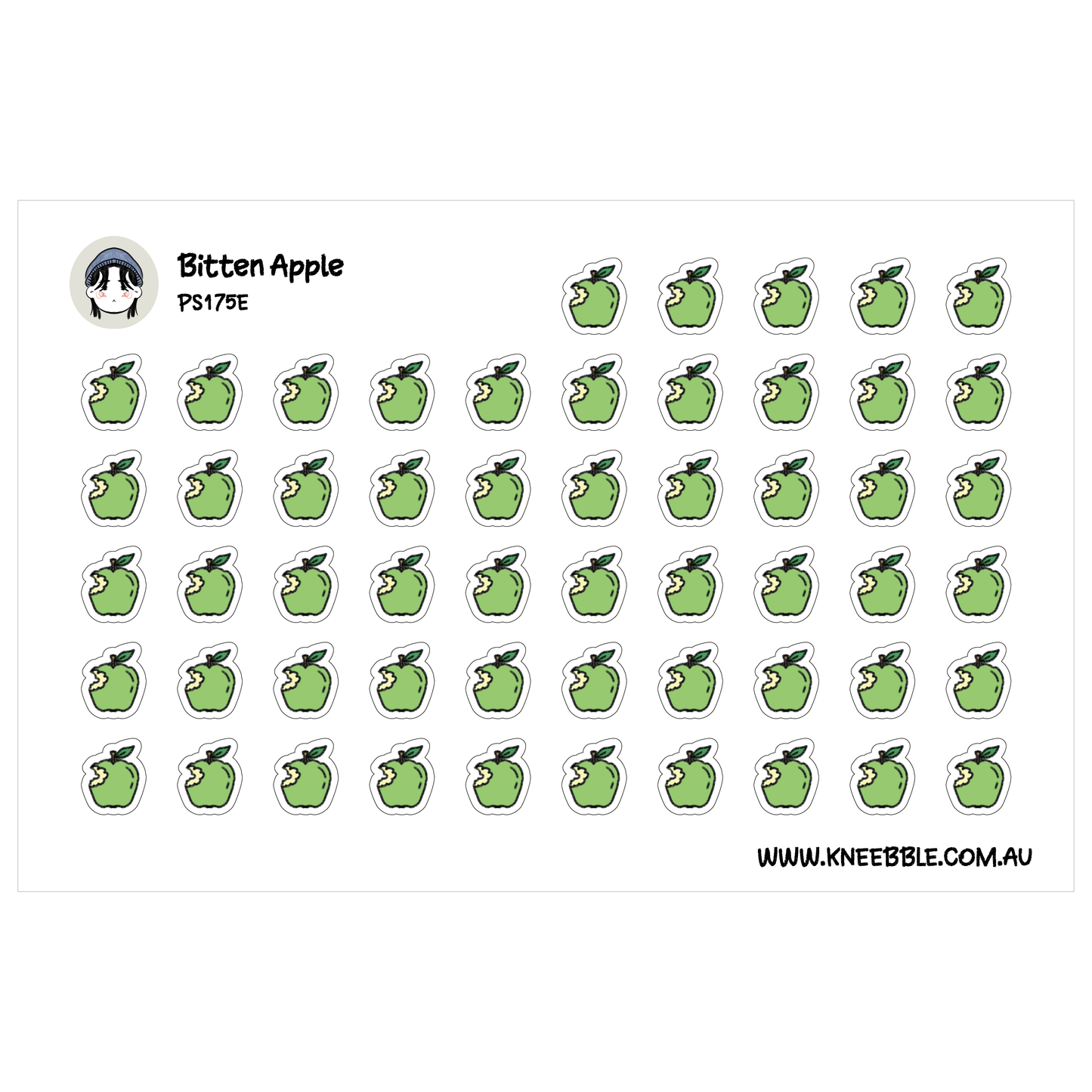 a grid of green apple stickers arranged in a visually pleasing pattern.