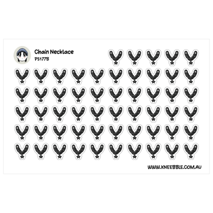 a grid of black and white stickers, each featuring a stylized bird or bird-like figure. The stickers are arranged in rows and columns, creating a visually organized and repetitive pattern.