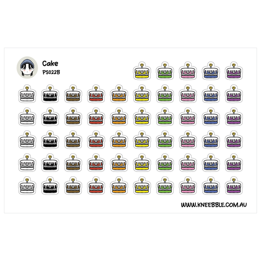 a grid of various colored cakes, each with a unique design and color. The cakes are arranged in rows and columns, creating a visually appealing and organized display.