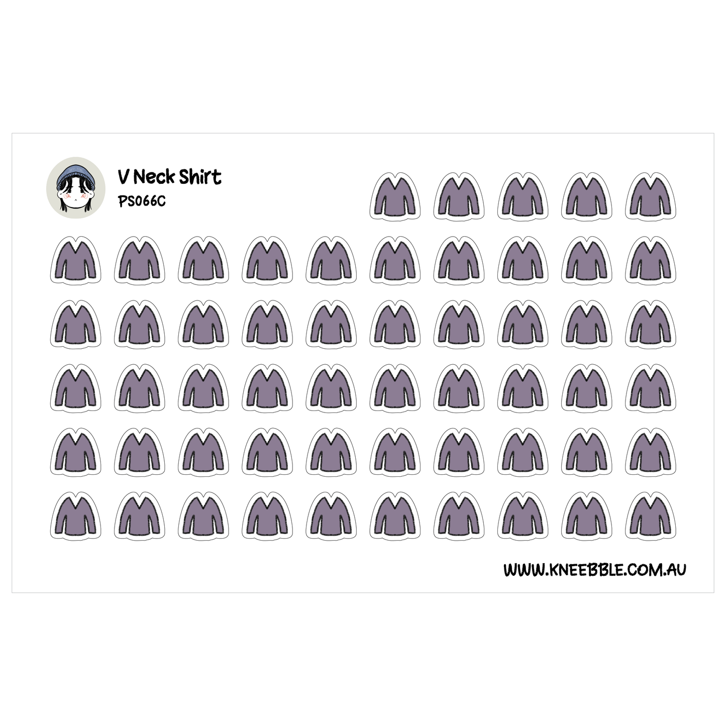 a grid of identical purple icons, each representing a V neck shirt.
