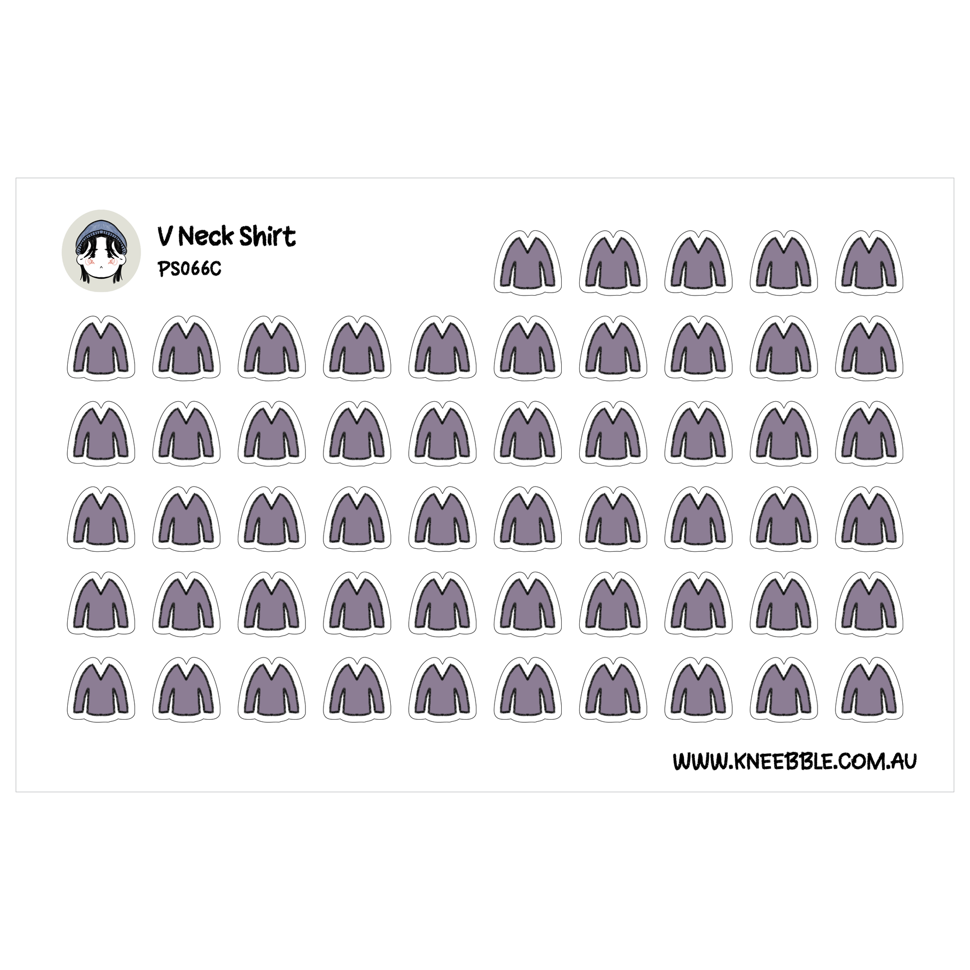 a grid of identical purple icons, each representing a V neck shirt.