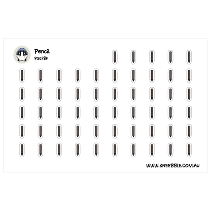 a grid of black and white pencils arranged in rows and columns, with the pencils varying in size and orientation.