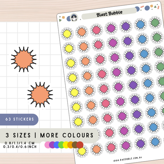 Blast Boom Action Bubble Planner Stickers