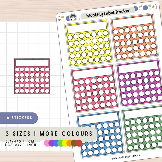 Monthly Circle Label Progress Tracker Planner Stickers