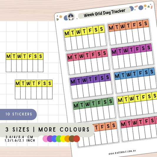Week Day Grid Box Tracker Planner Stickers