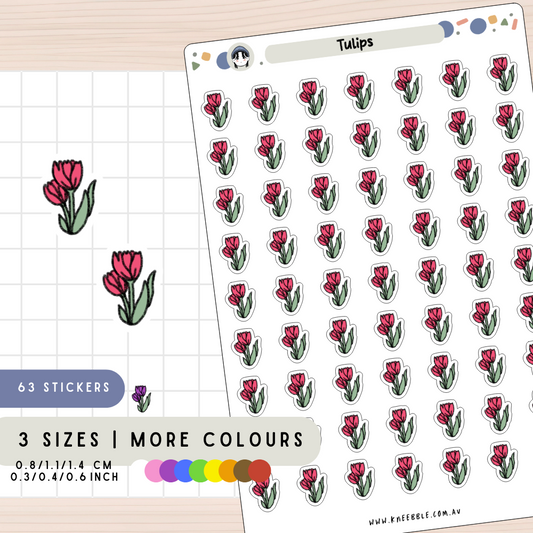 Flower Tulips Spring Planner Stickers