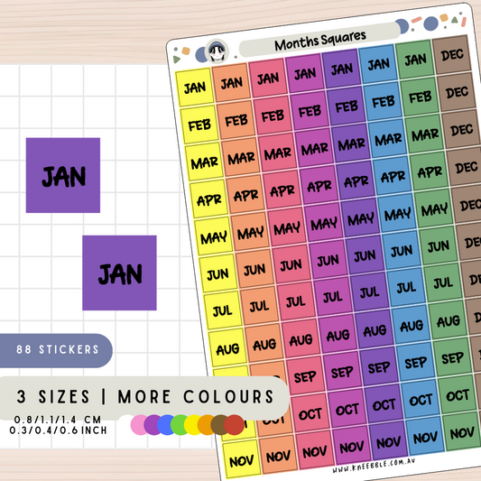 Square Months Planner Stickers