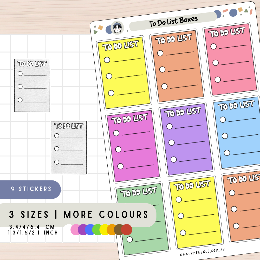 To Do List Boxes Planner Stickers