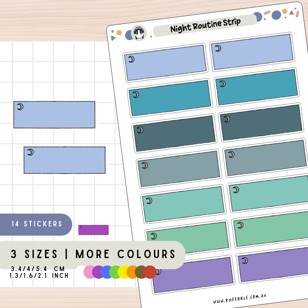 Night Routine Label Strips Planner Stickers