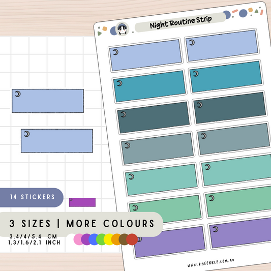 Night Routine Label Strips Planner Stickers