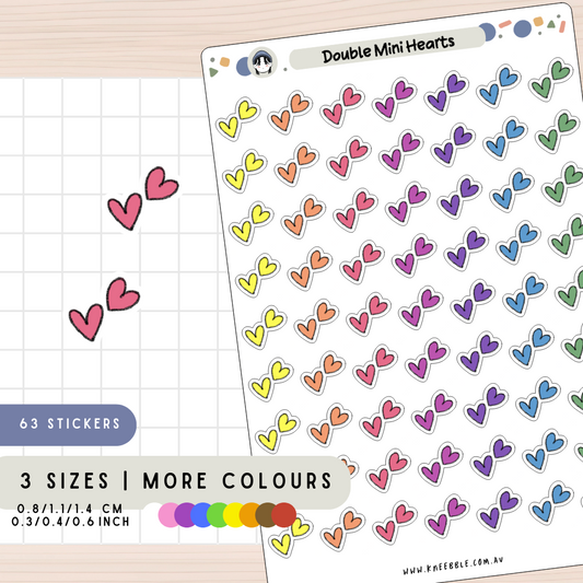 Double Mini Hearts Planner Stickers