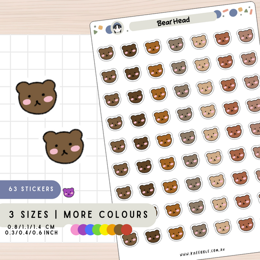Bear Head Icon Planner Stickers