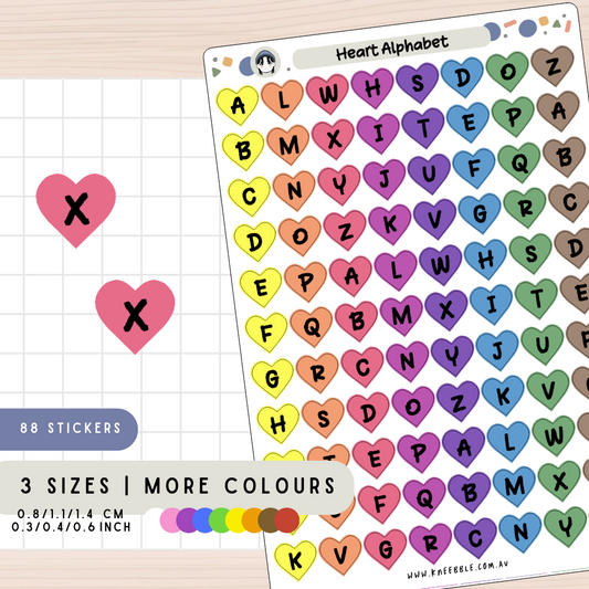 Heart Alphabet Planner Stickers