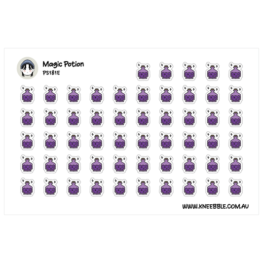 a grid of purple icons, each depicting a purple bottle with a skull and crossbones symbol. The icons are arranged in a grid format, with each row containing the same number of icons. The image does not contain any text, and the icons are not described in detail.