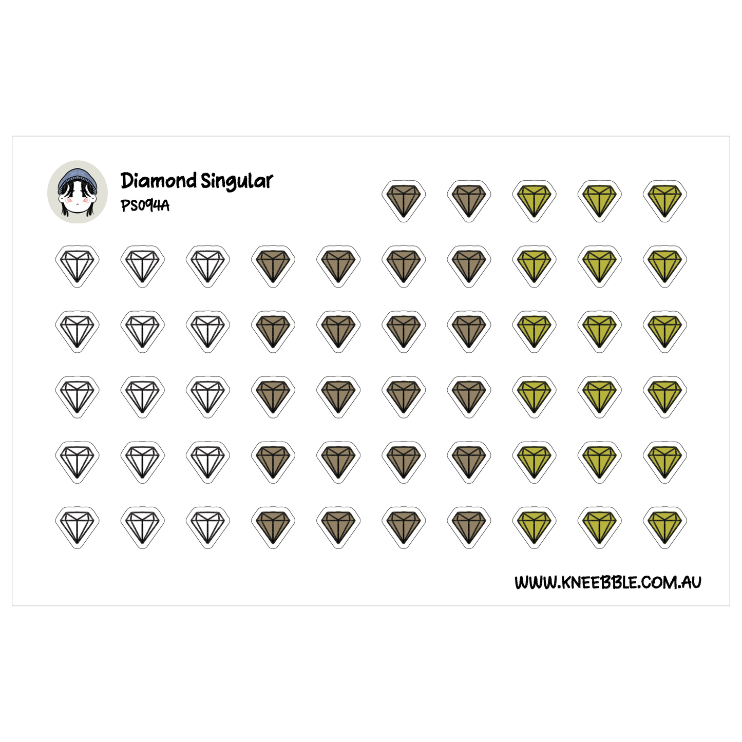 a grid of diamond shapes in various colors, including black, white, and gold. The diamonds are arranged in rows and columns, creating a visually appealing pattern.