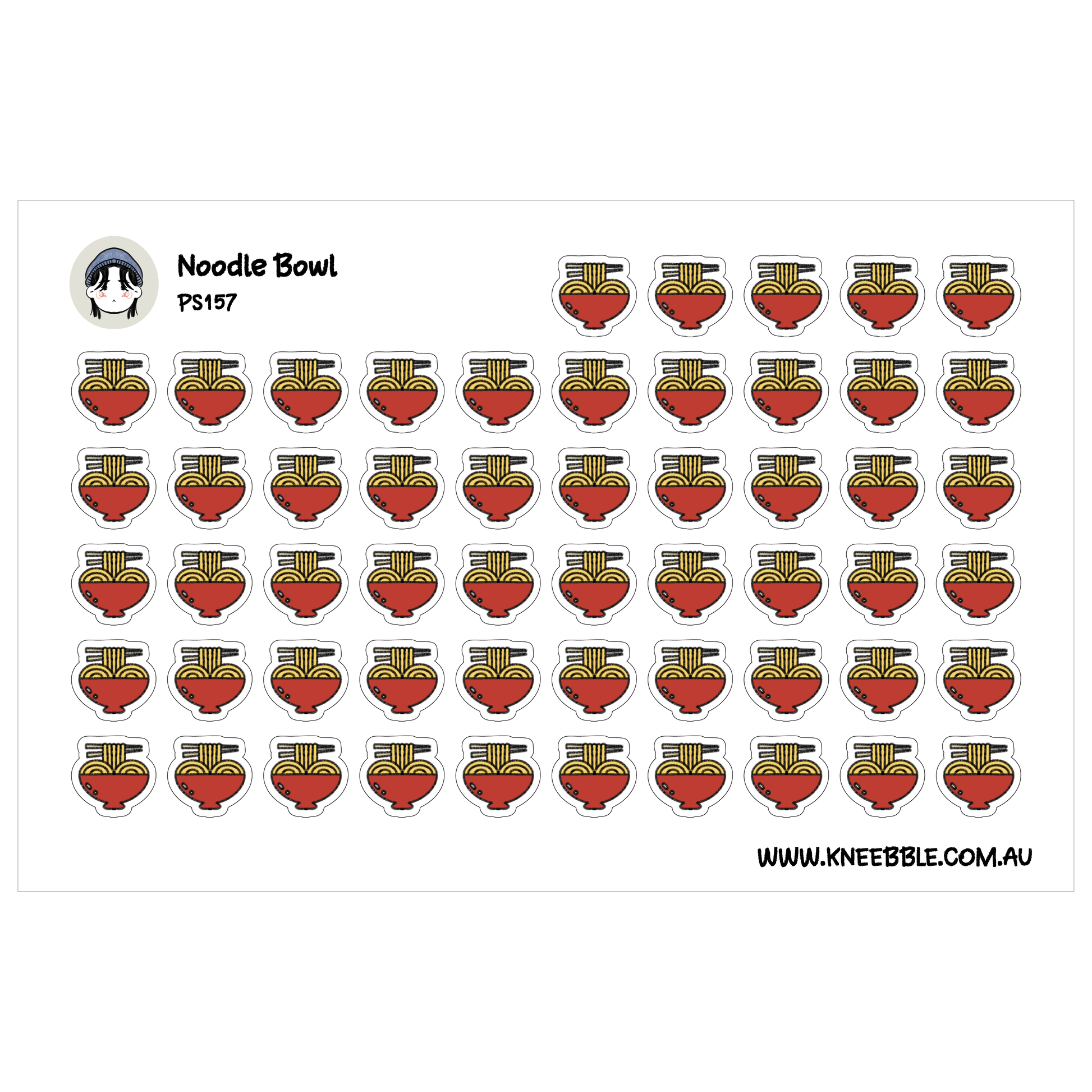 a grid of red bowls with noodles, arranged in a visually appealing pattern.