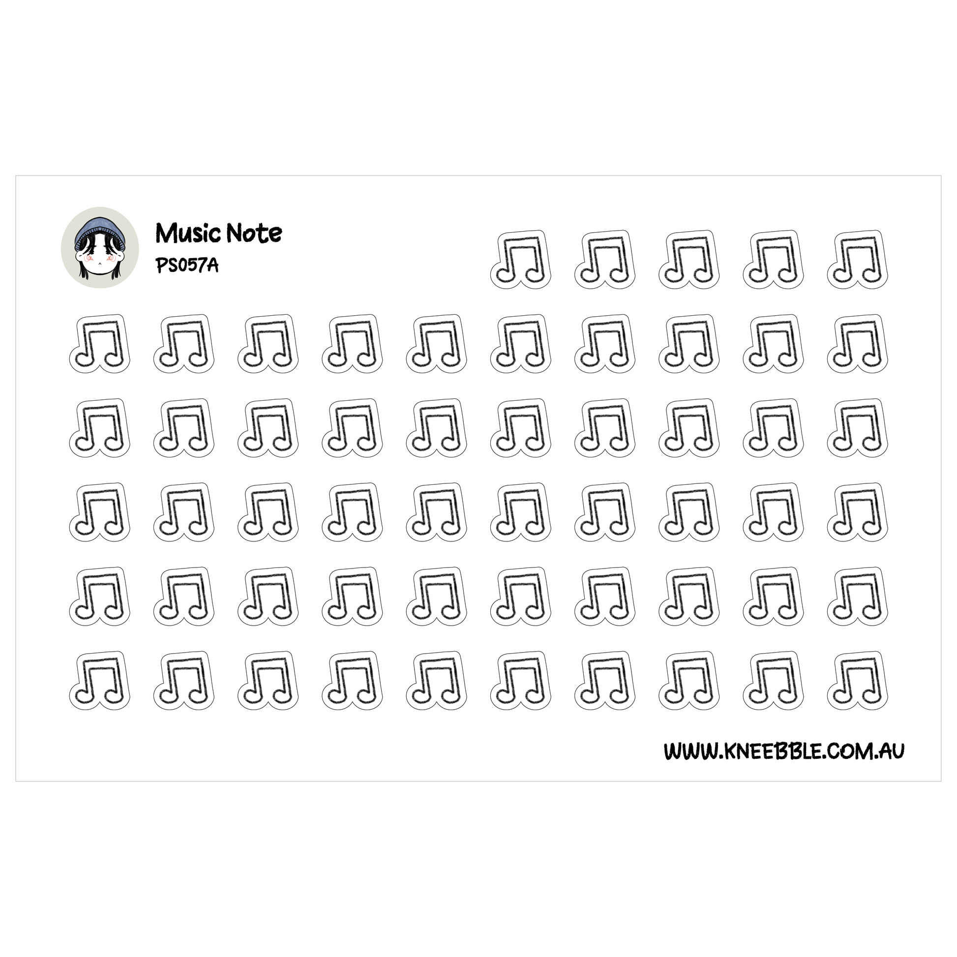 a grid of black and white musical note icons arranged in rows and columns.