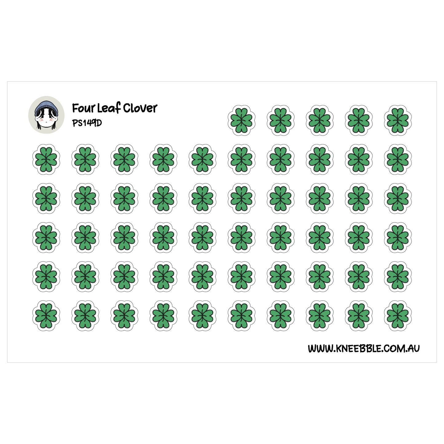 a grid of green clover stickers arranged in a visually pleasing pattern.