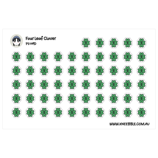 a grid of green clover stickers arranged in a visually pleasing pattern.