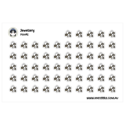 a grid of small black and white icons, which appear to be jewelry designs. The icons are arranged in rows and columns, creating a visually organized and structured layout.