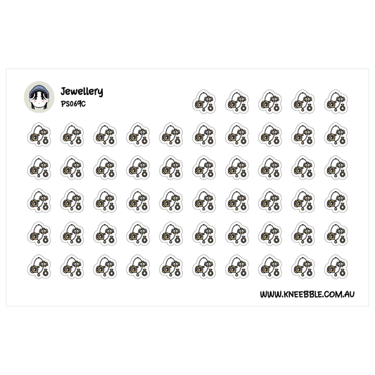 a grid of small black and white icons, which appear to be jewelry designs. The icons are arranged in rows and columns, creating a visually organized and structured layout.