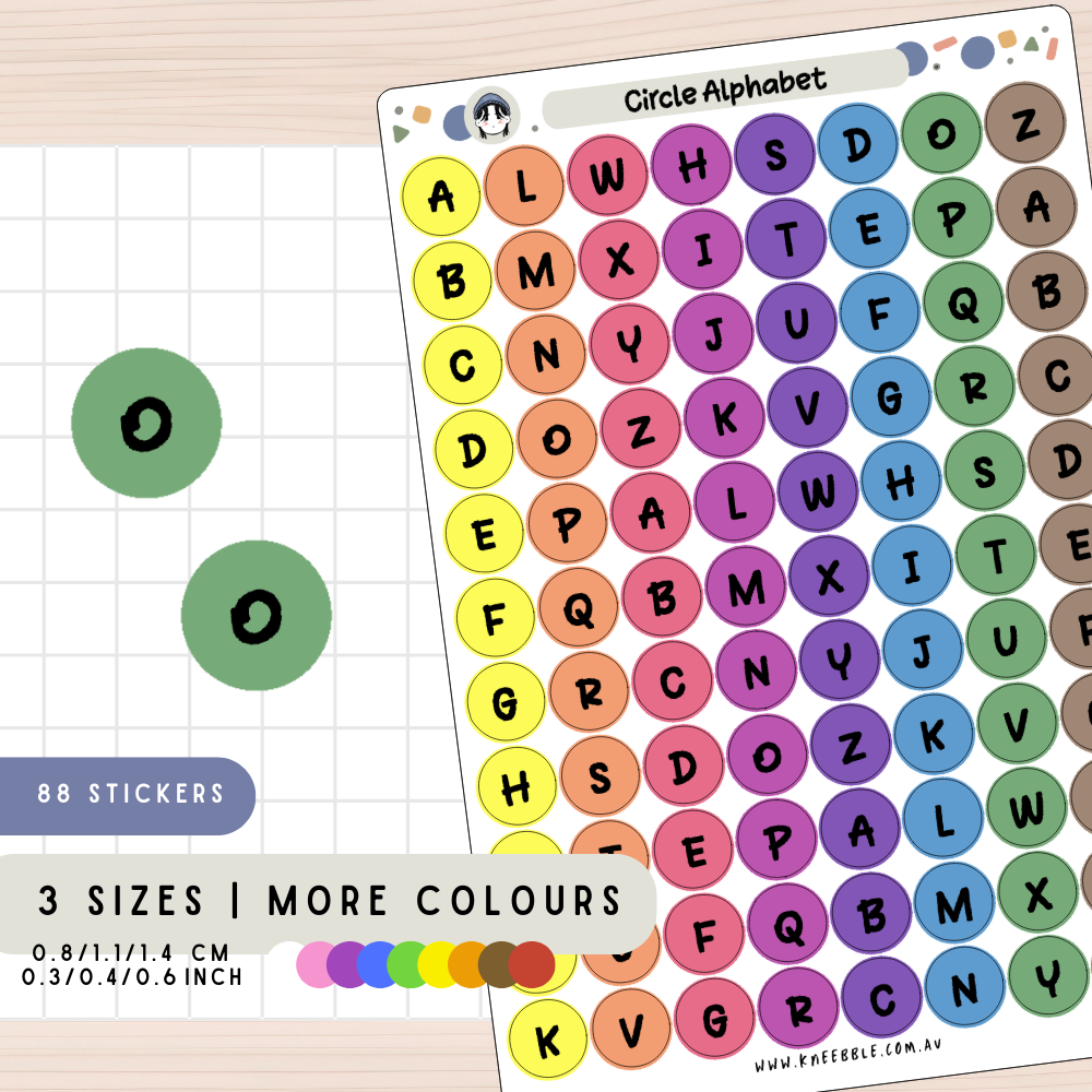 Circle Alphabet Planner Stickers