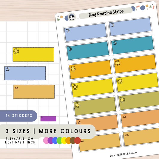 Day Night Routine Label Strips Planner Stickers