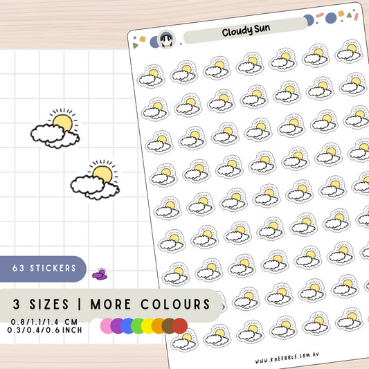 Cloudy Sun Mixed Weather Planner Stickers