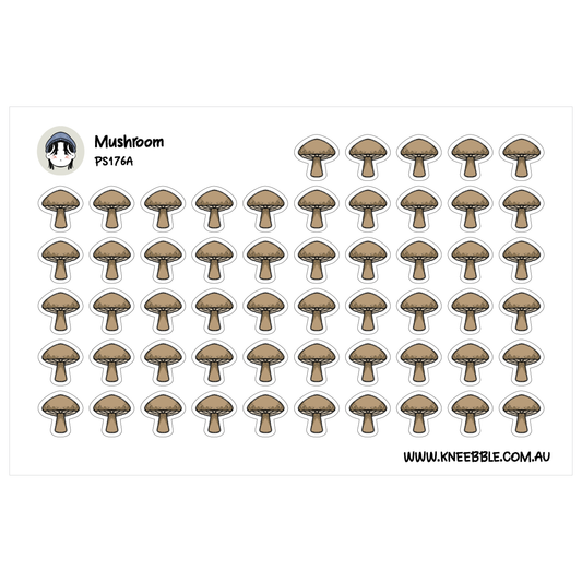 a grid of identical mushroom stickers arranged in a repeating pattern.