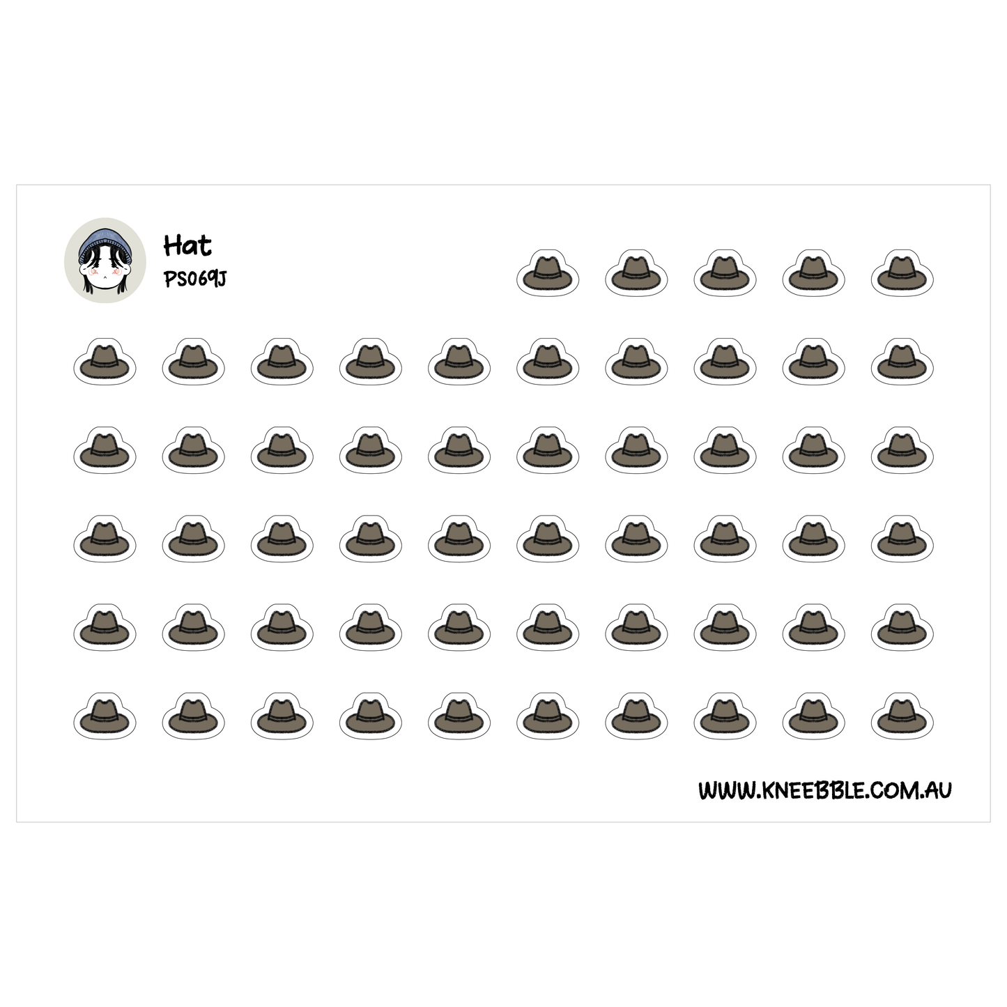a grid of small black and white icons, each depicting a hat. The hats are arranged in rows and columns, creating a visually organized and repetitive pattern.