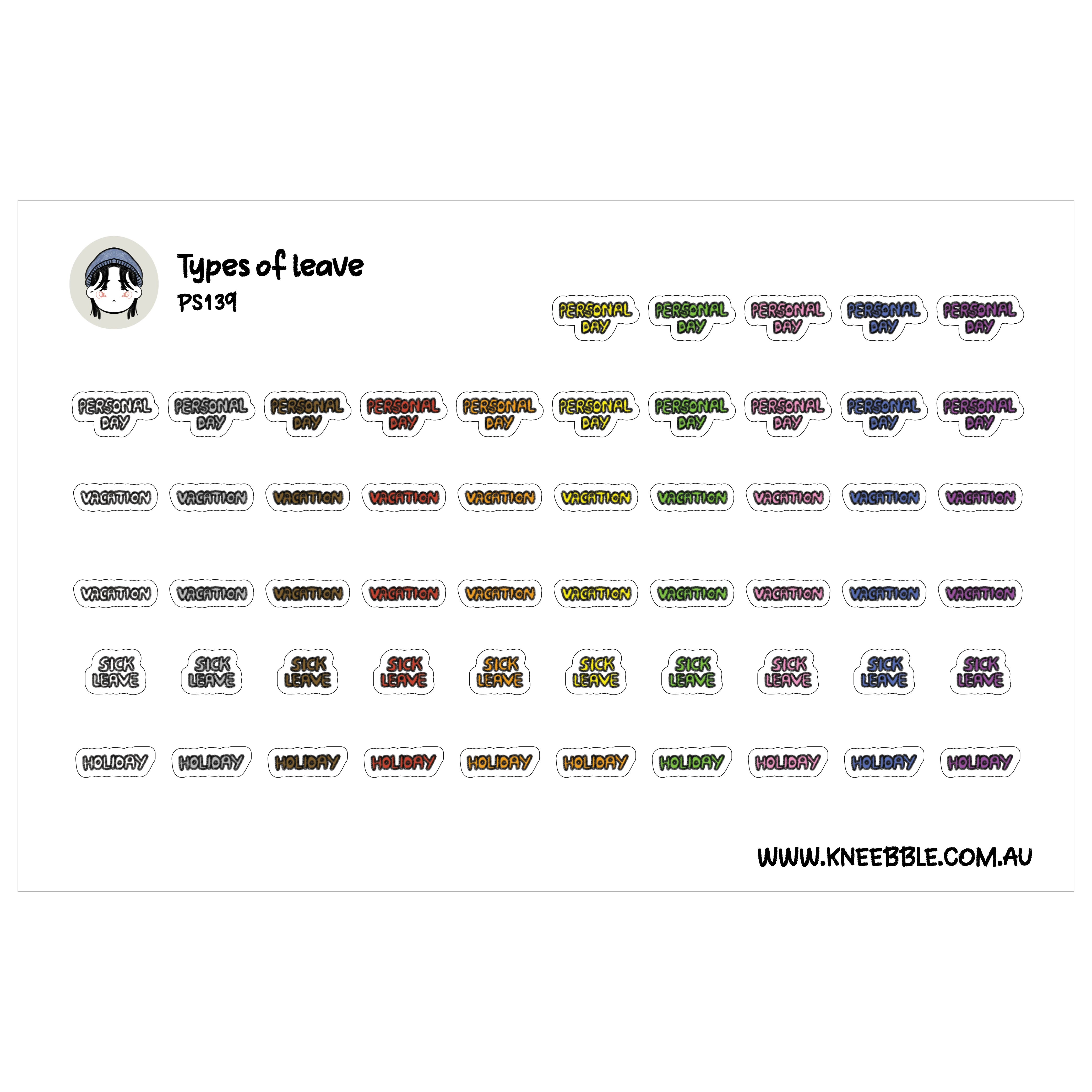 Leave Planner Stickers - Track Work Schedule & Absence Management ...