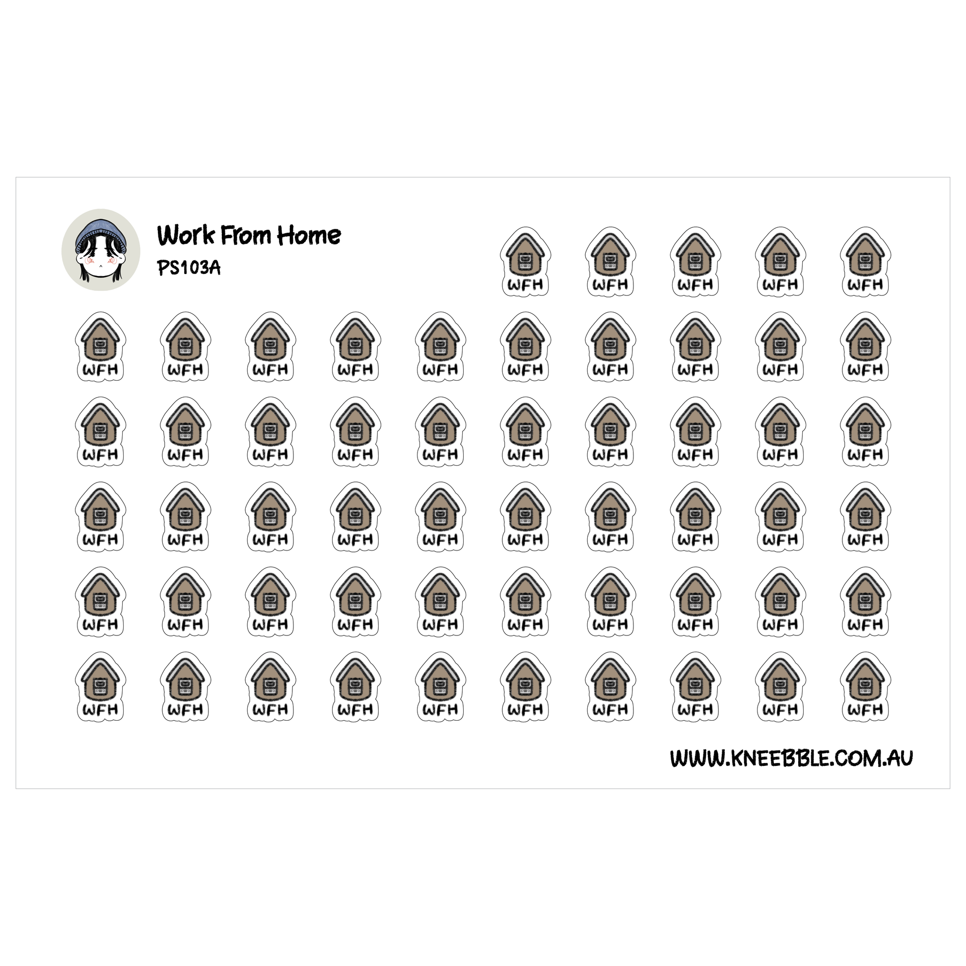 a grid of small, square stickers with a repeating pattern of houses. The stickers are arranged in rows and columns, and the image does not contain any text.