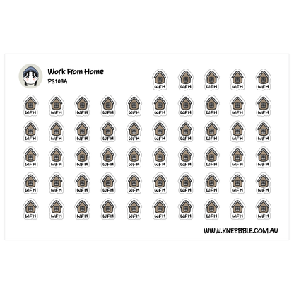 a grid of small, square stickers with a repeating pattern of houses. The stickers are arranged in rows and columns, and the image does not contain any text.