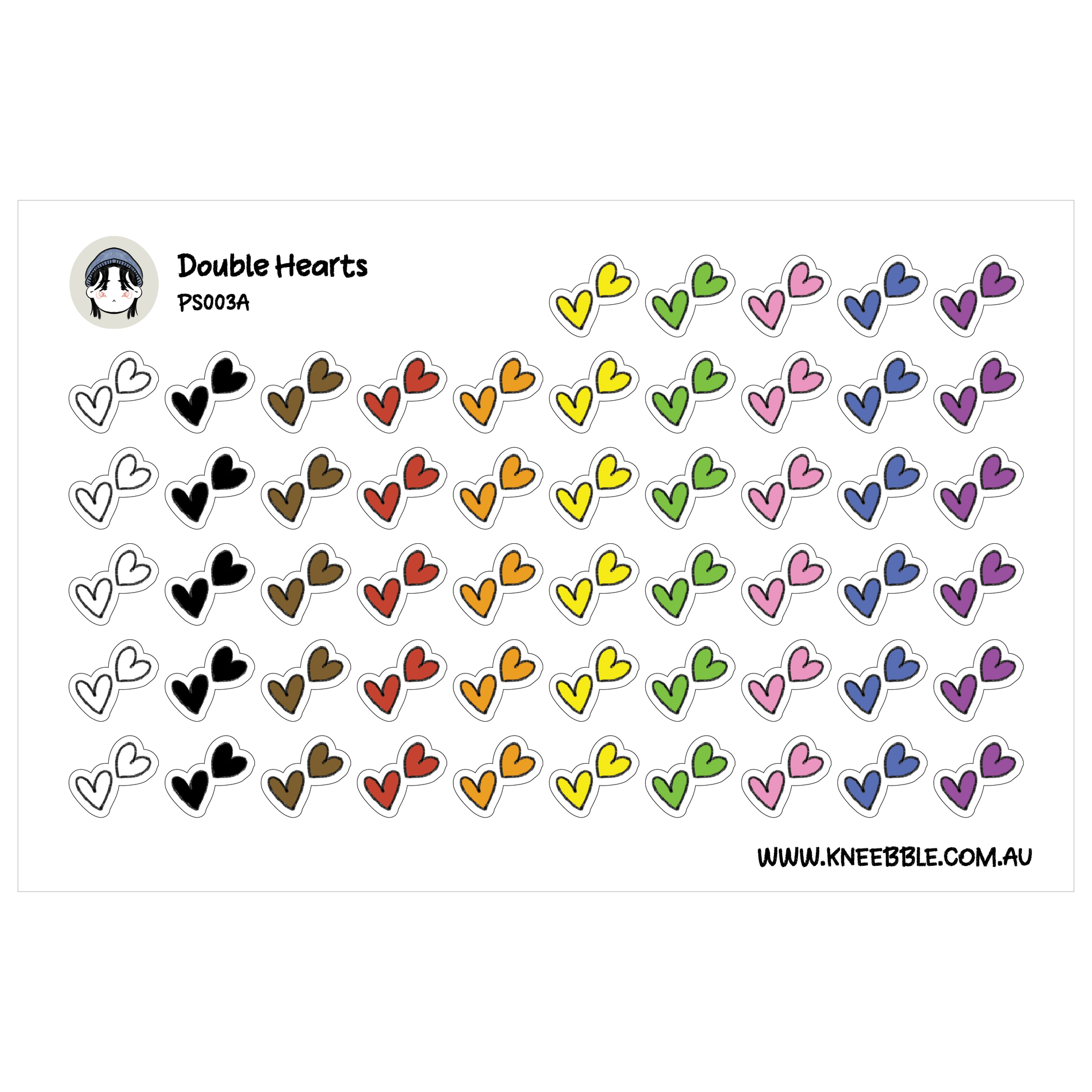 a grid of colorful heart shapes, with each heart in a different color, arranged in rows and columns.