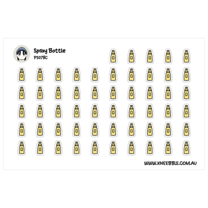 a grid of small yellow spray bottle icons arranged in rows and columns.