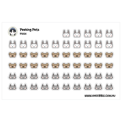 a grid of various animal stickers, including cats, dogs, and rabbits, arranged in a visually appealing manner.