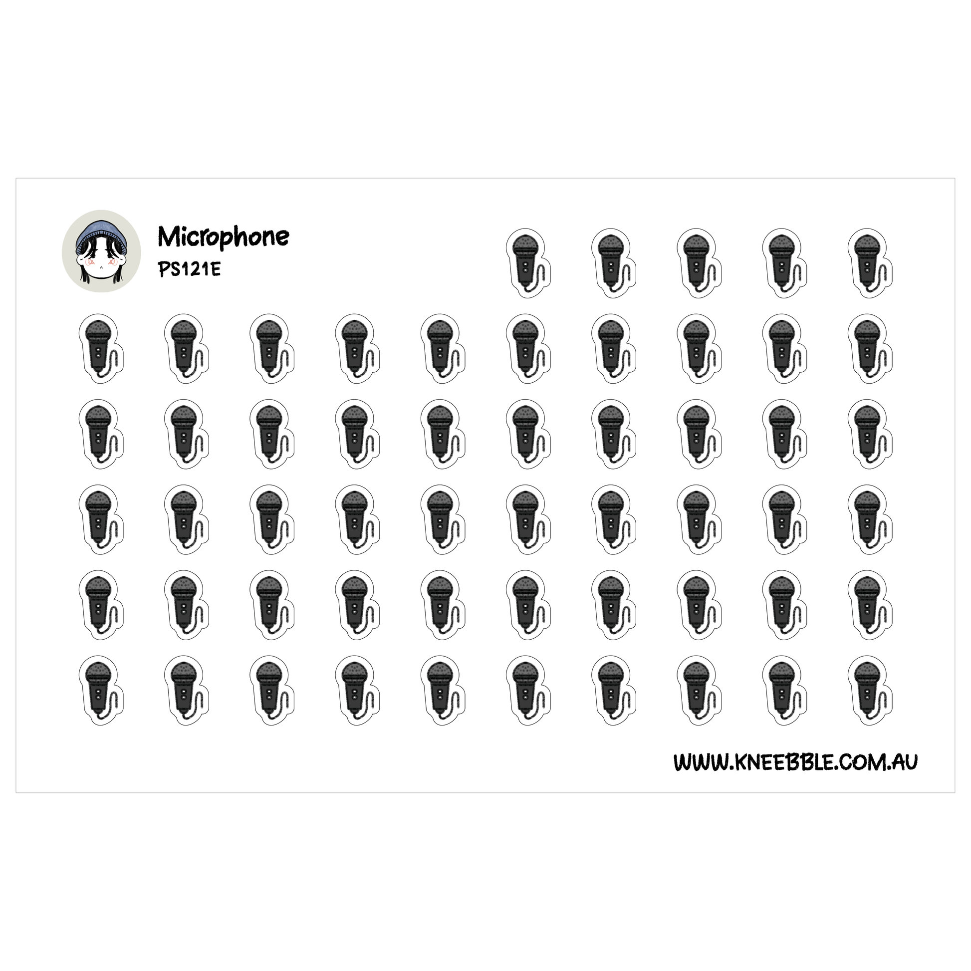 a grid of black and white icons representing microphones, arranged in rows and columns.