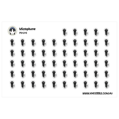 a grid of black and white icons representing microphones, arranged in rows and columns.