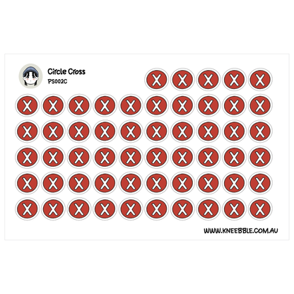 a grid of red circles with white x symbols, arranged in rows and columns.