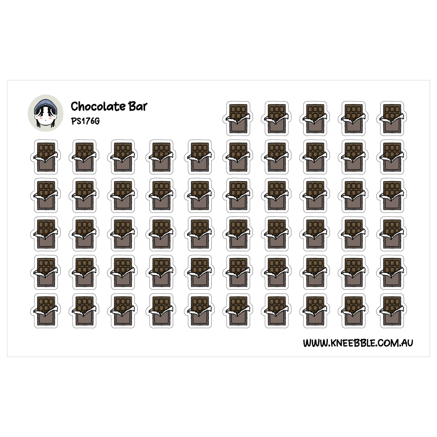 a grid of small chocolate bar icons arranged in a visually pleasing pattern.