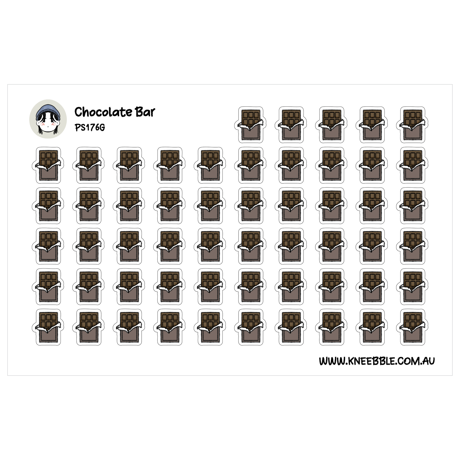 a grid of small chocolate bar icons arranged in a visually pleasing pattern.