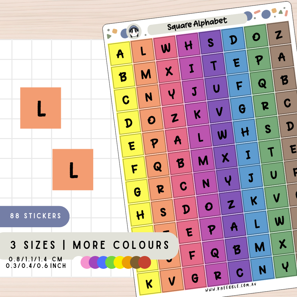 Square Alphabet Planner Stickers