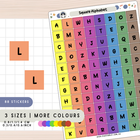 Square Alphabet Planner Stickers