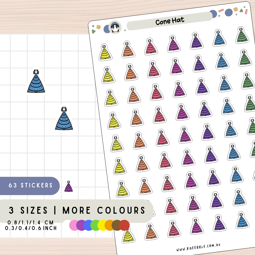 Birthday Cone Hat Planner Stickers