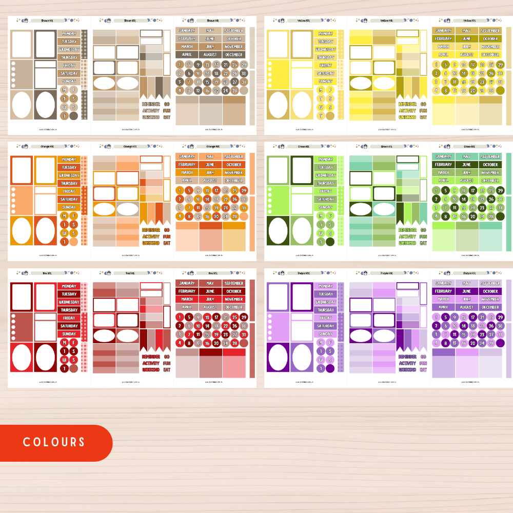 Colour Planner Kit - Week And Month Planner Stickers