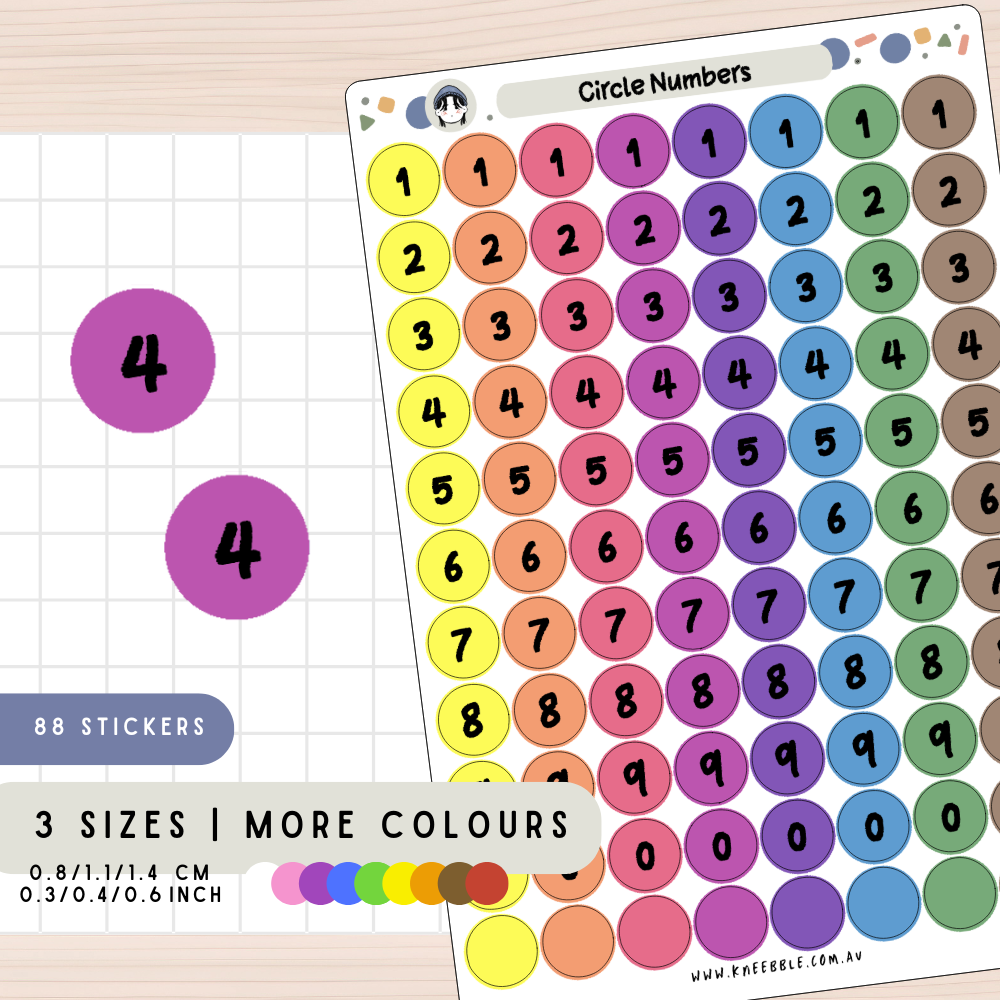 Circle Numbers Planner Stickers