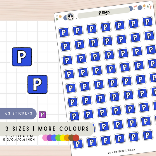 P Sign Parking Probation Planner Stickers